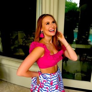 Flamingo pink skirt and halter top